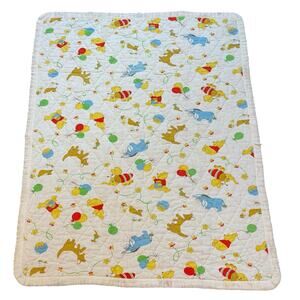 Vintage Winnie the Pooh Quilted Baby Blanket Sears ROI Eeyore Heffalump 35x44*